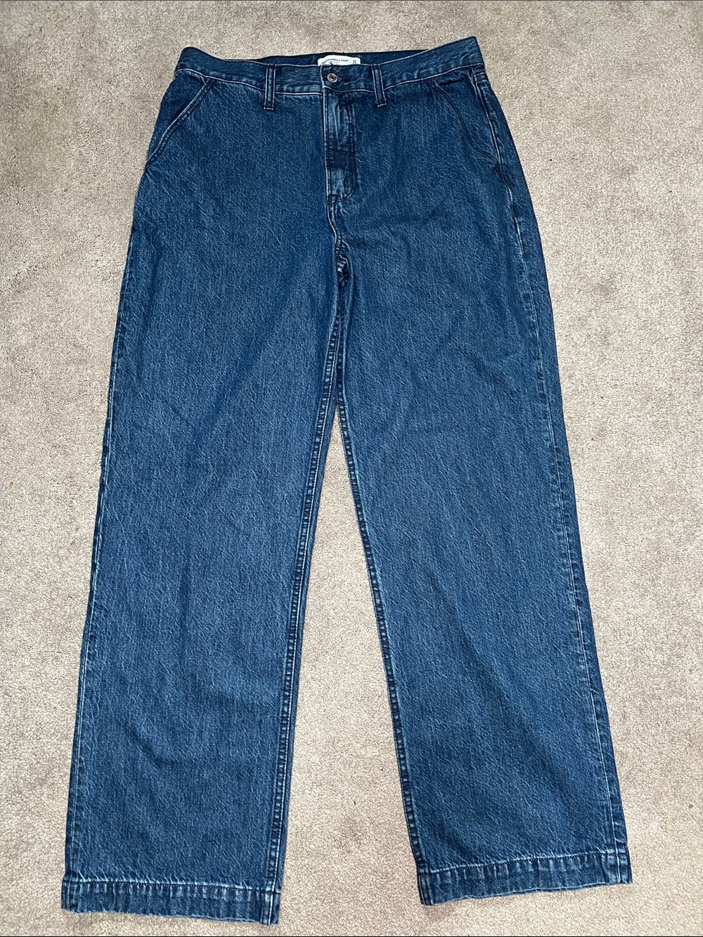 Abercrombie & Fitch The Loose High Rise Light Wash Distressed Jeans 12 Long